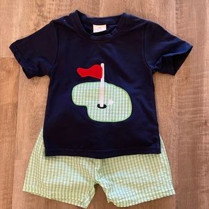 Brand new in bag. Boys 2 piece set. Buttery soft shirt. Light stretchy shorts.